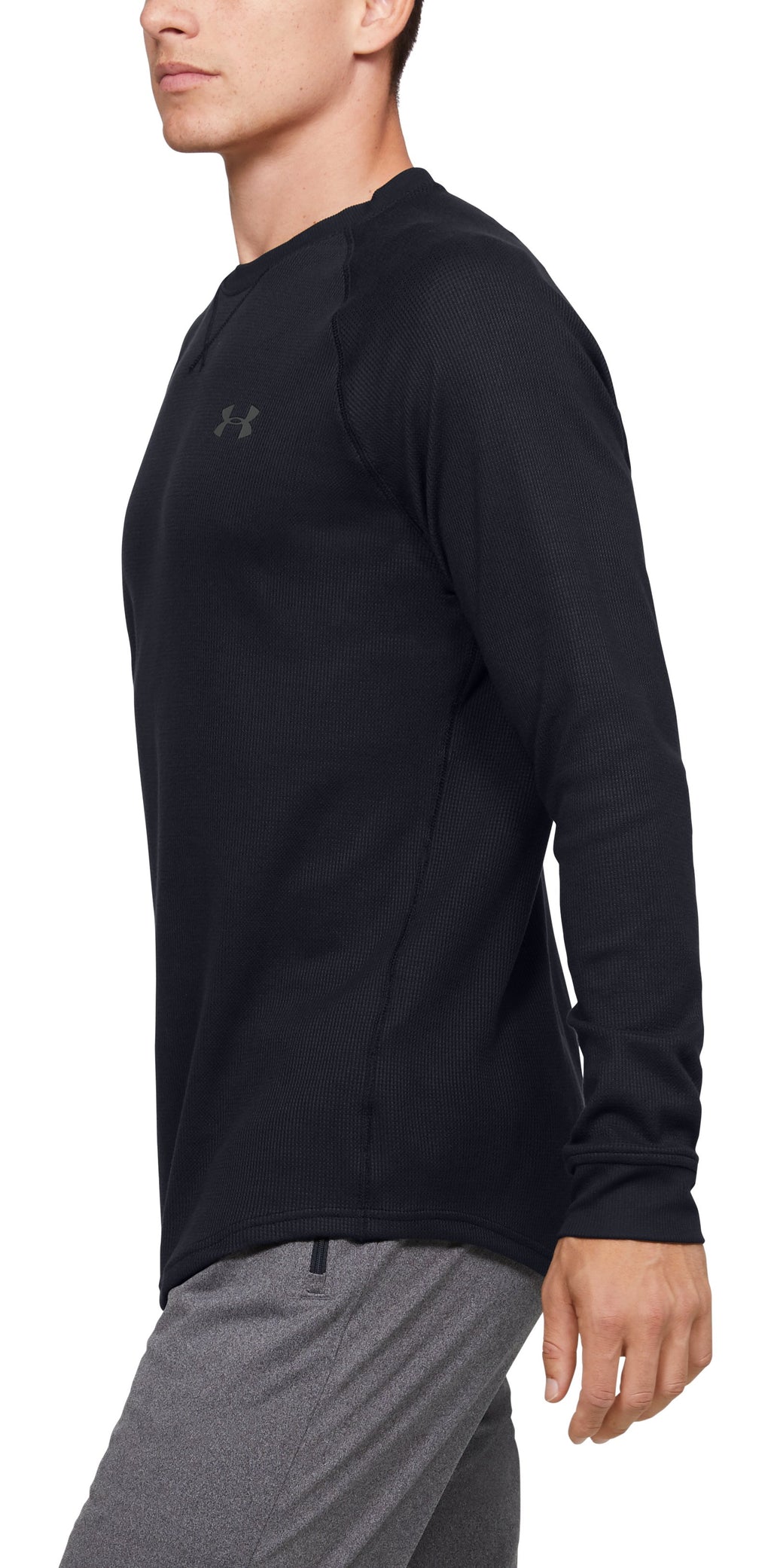 UA Waffle Men's Crew Long Sleeve - Black