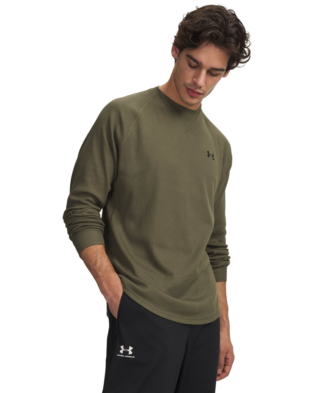 UA Waffle Men's Crew Long Sleeve - Green