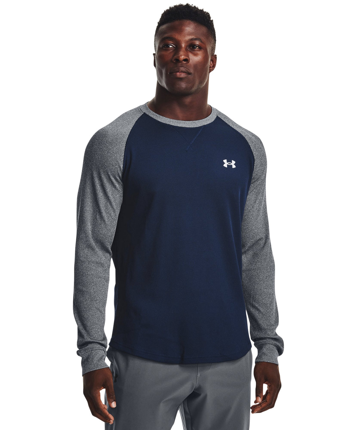 UA Waffle Men's Crew Long Sleeve - Blue