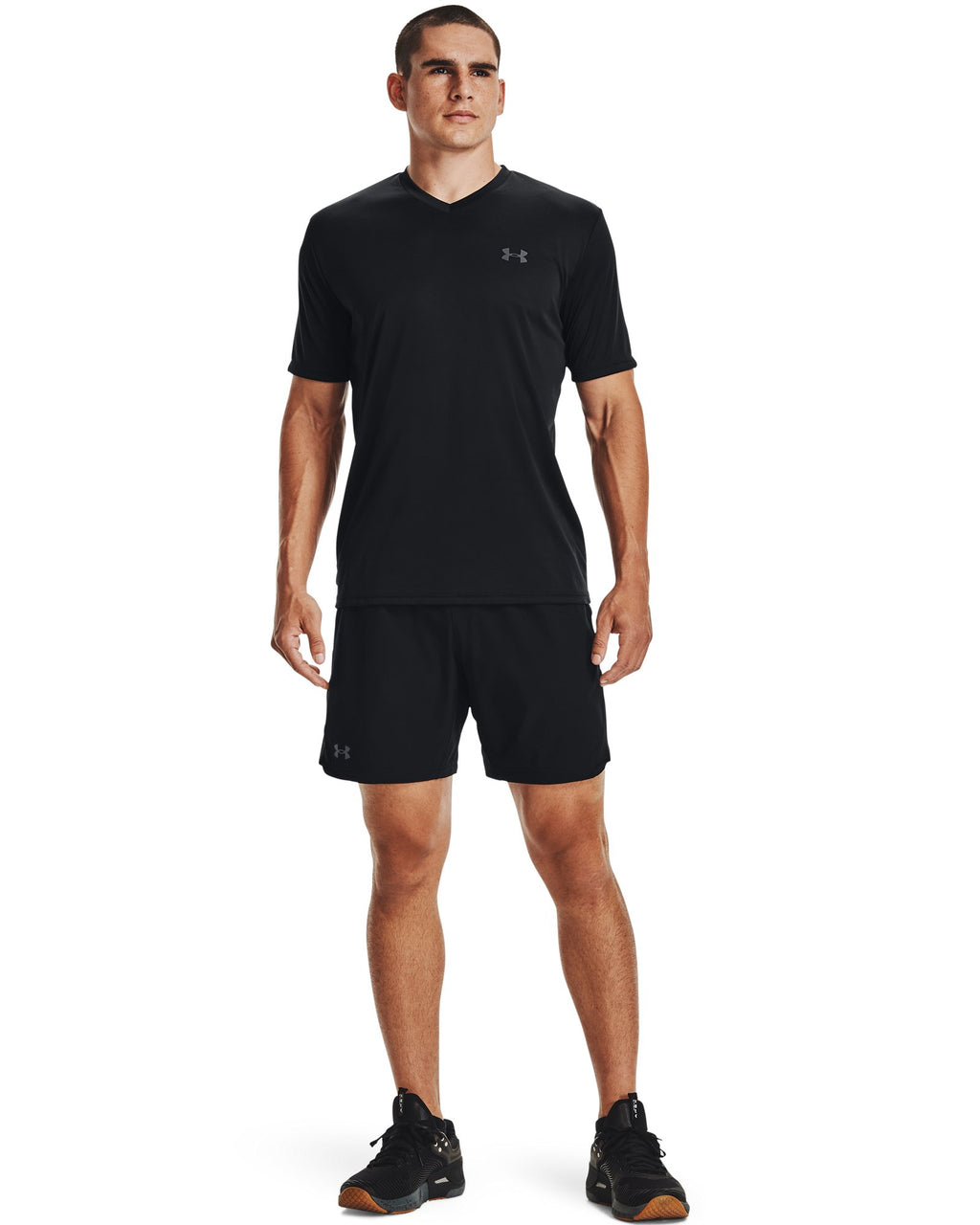 UA Velocity Men's V-neck Short Sleeve - Black