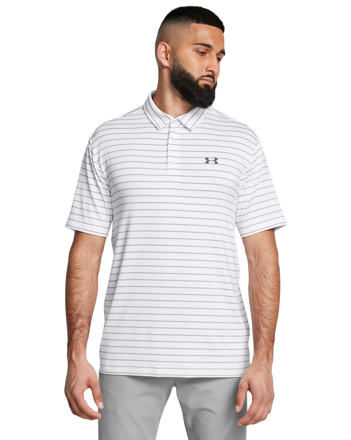 UA Playoff Core Stripe Men's Polo - White
