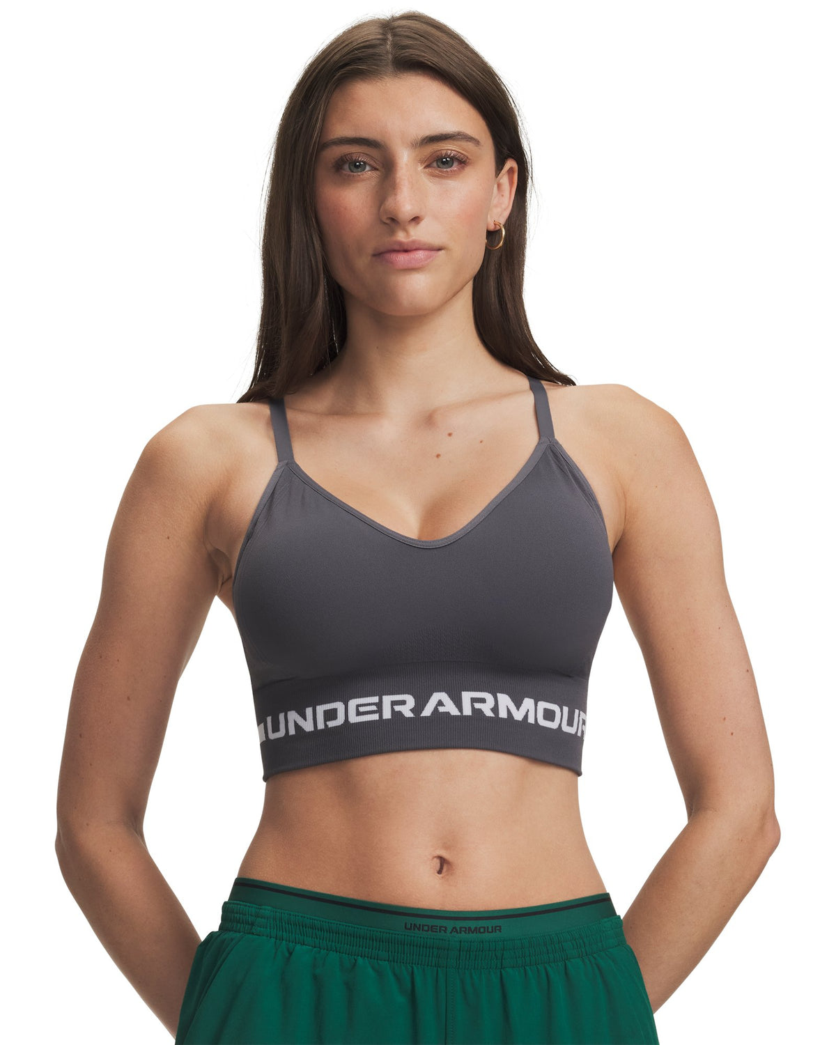 UA Seamless Low Long Women's Sports Bra - Gray