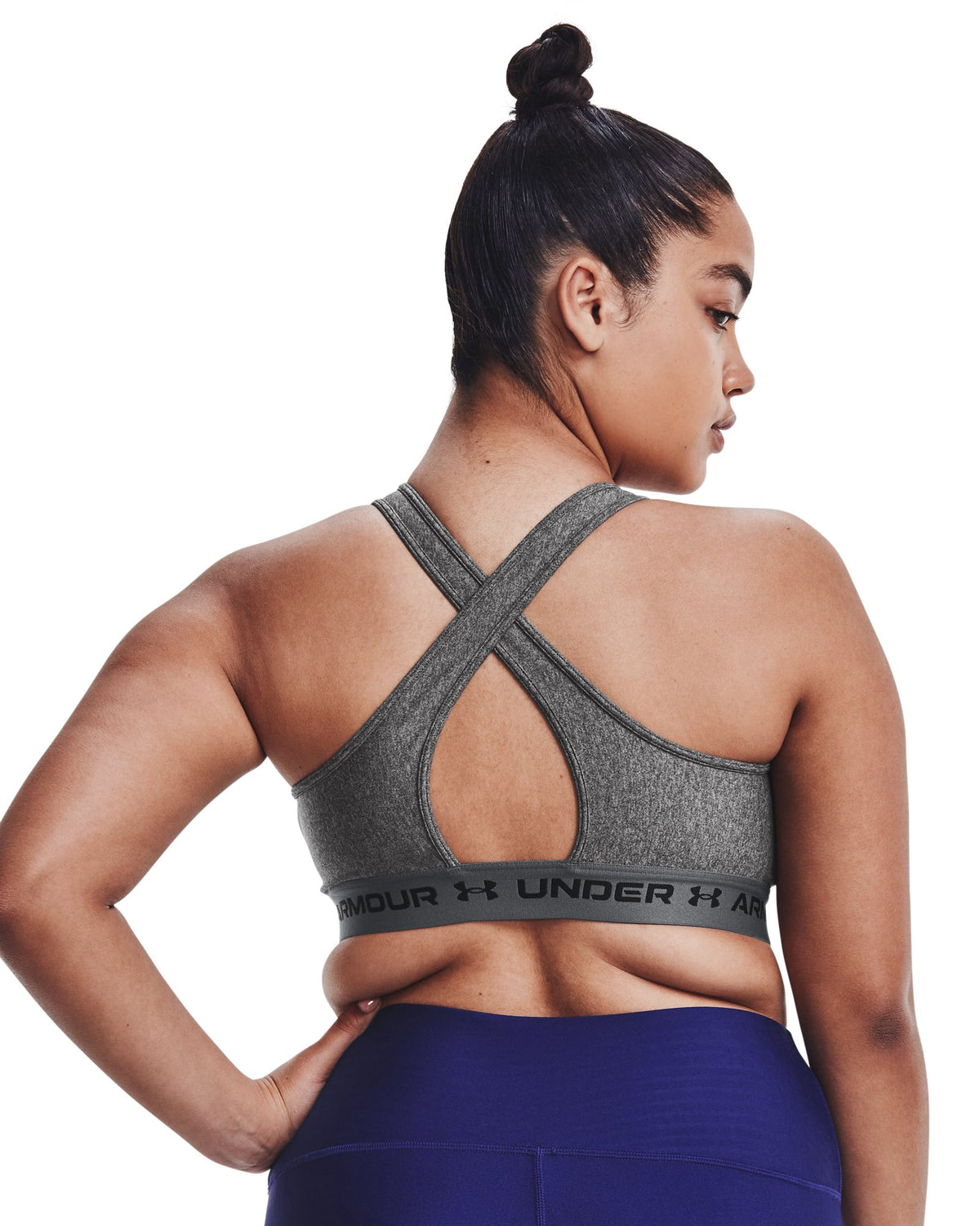 Crossback Mid Heather Women's Sports Bra - Gray