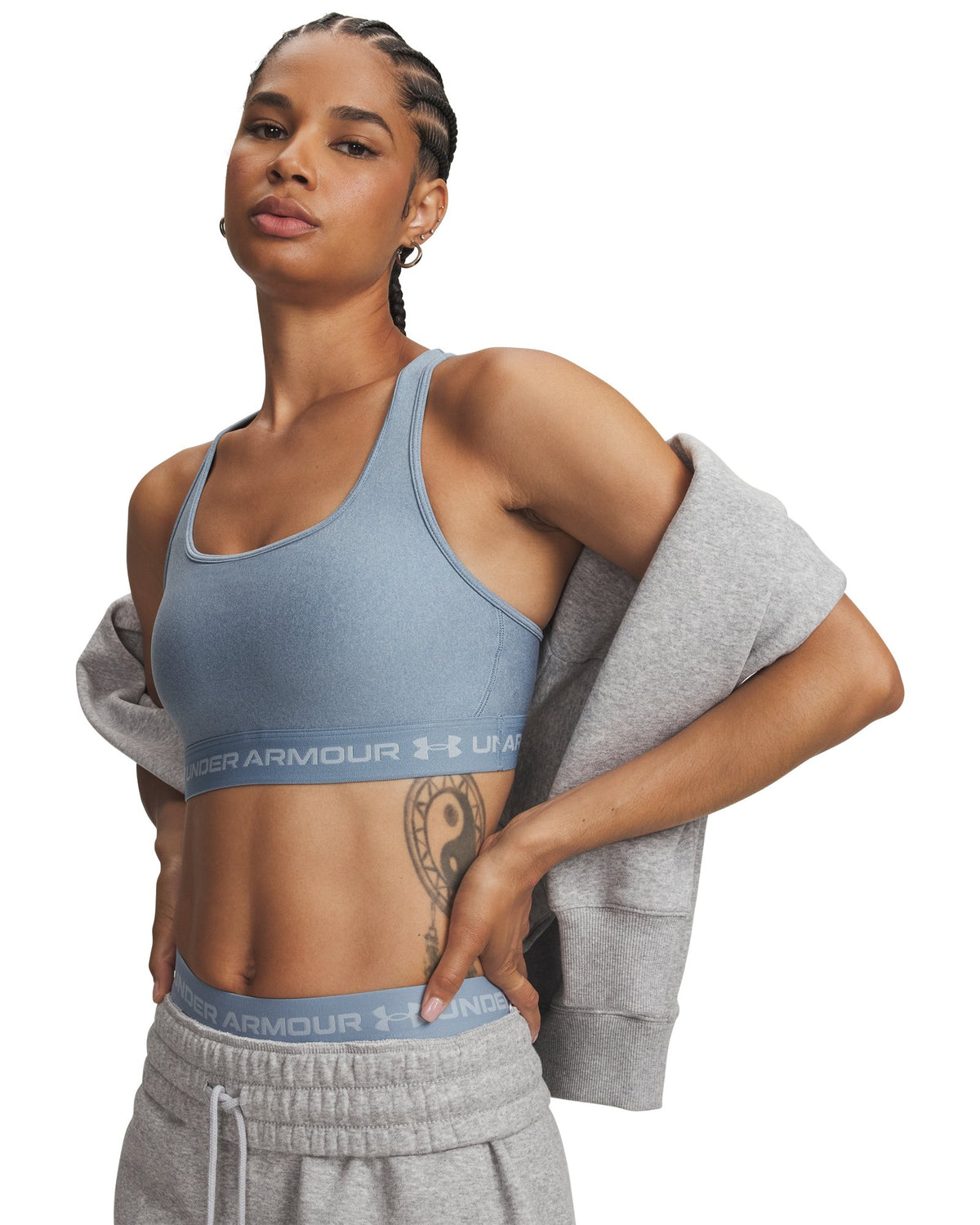 Crossback Mid Heather Women's Sports Bra - Blue