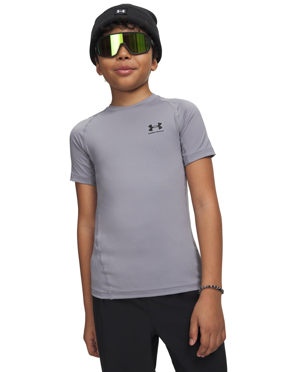 HeatGear® Armour Boys' Short Sleeve - Gray
