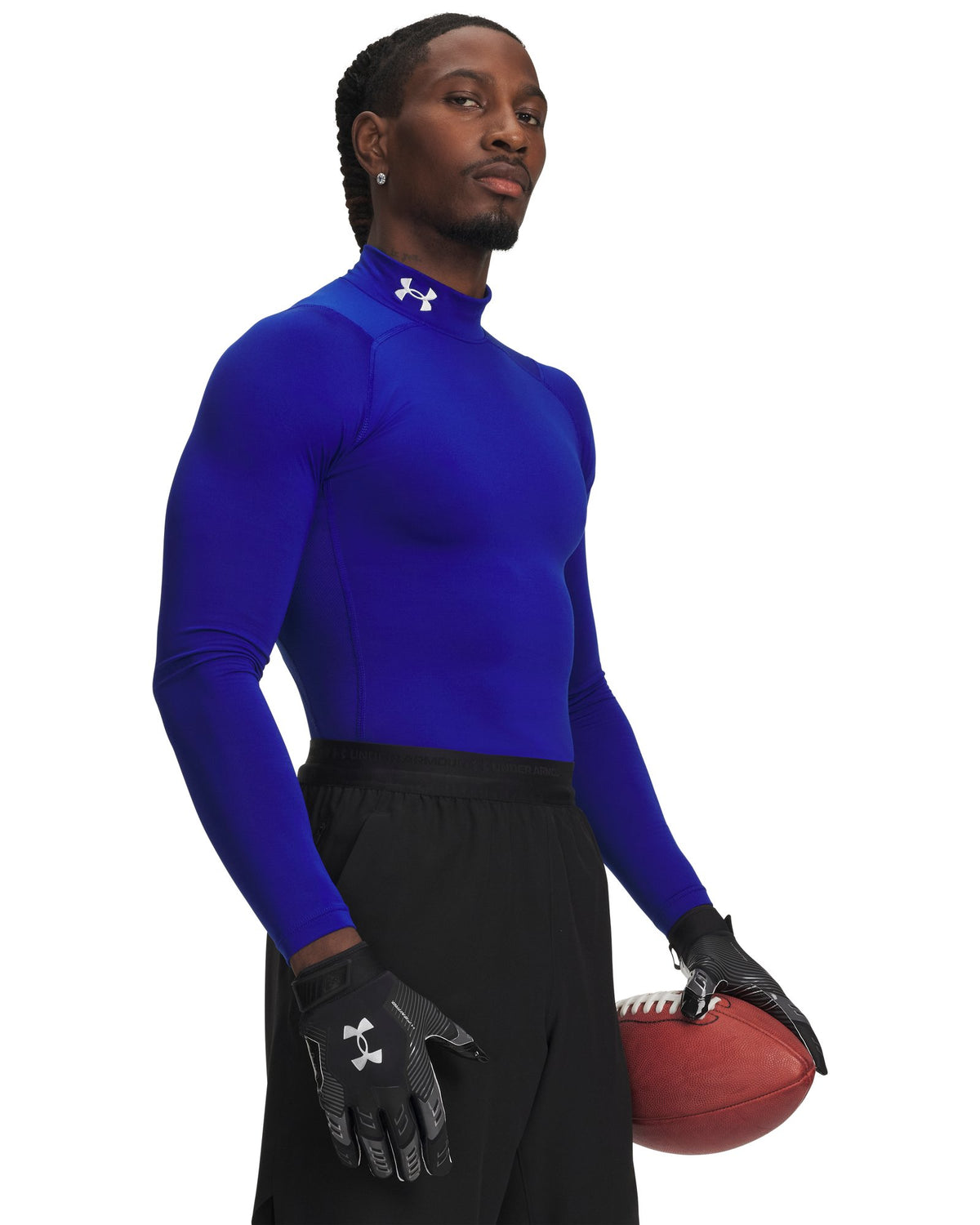 ColdGear® Men's Compression Mock Long Sleeve - Blue