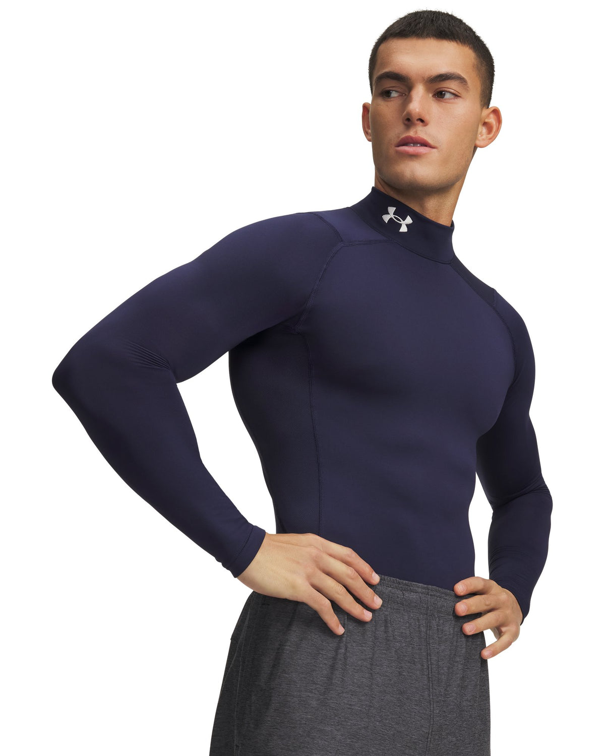 ColdGear® Men's Compression Mock Long Sleeve - Blue