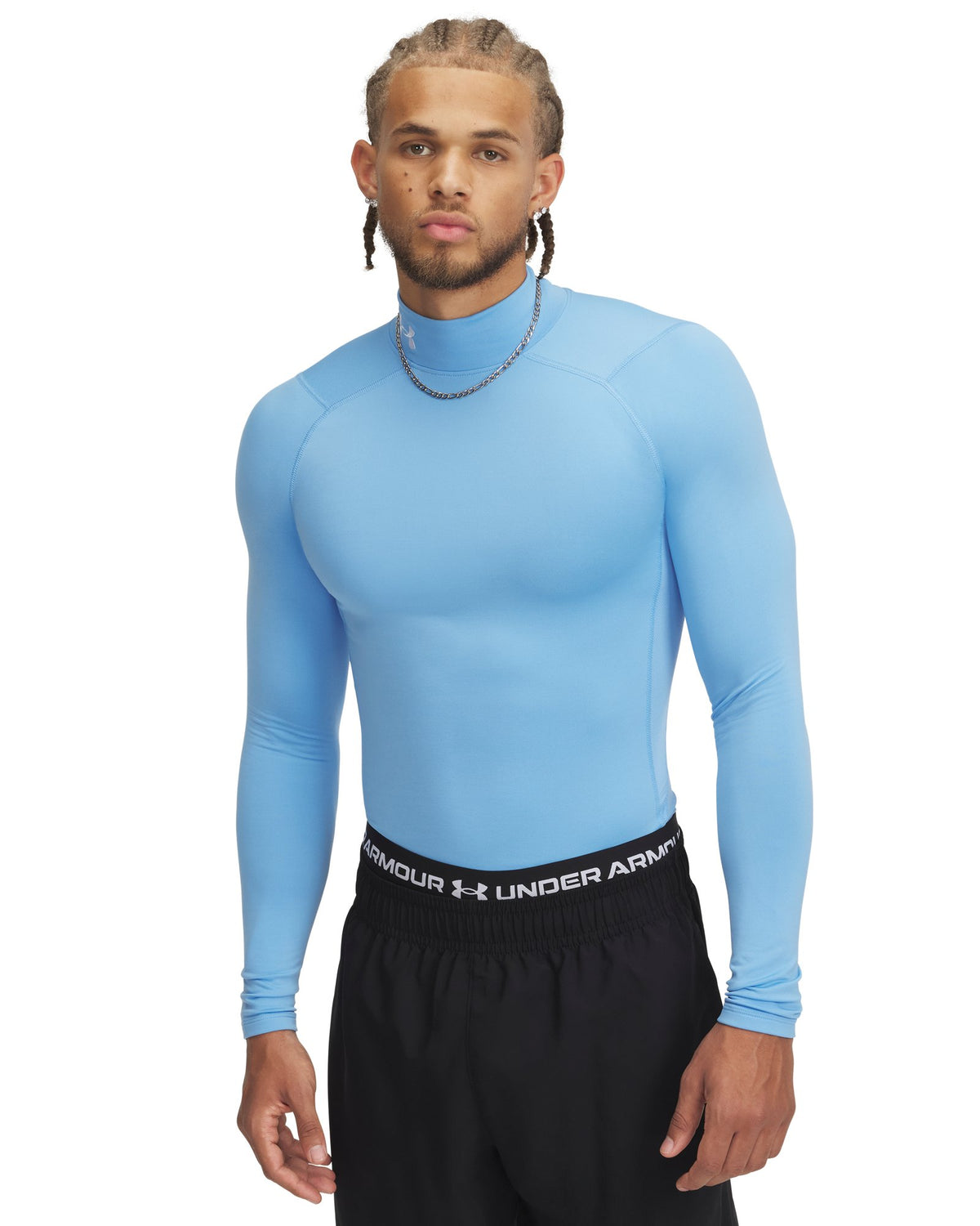 ColdGear® Men's Compression Mock Long Sleeve - Blue