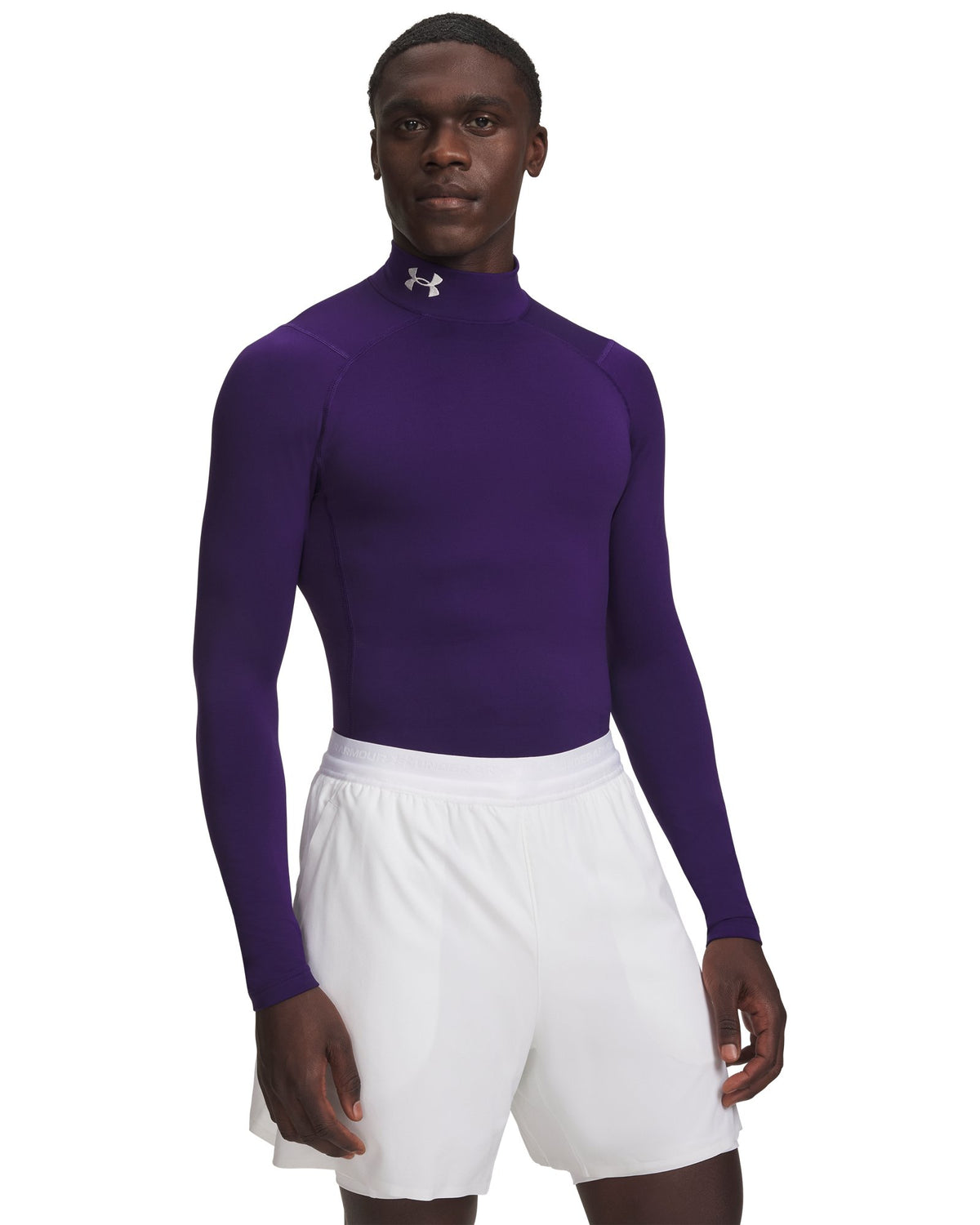ColdGear® Men's Compression Mock Long Sleeve - Purple