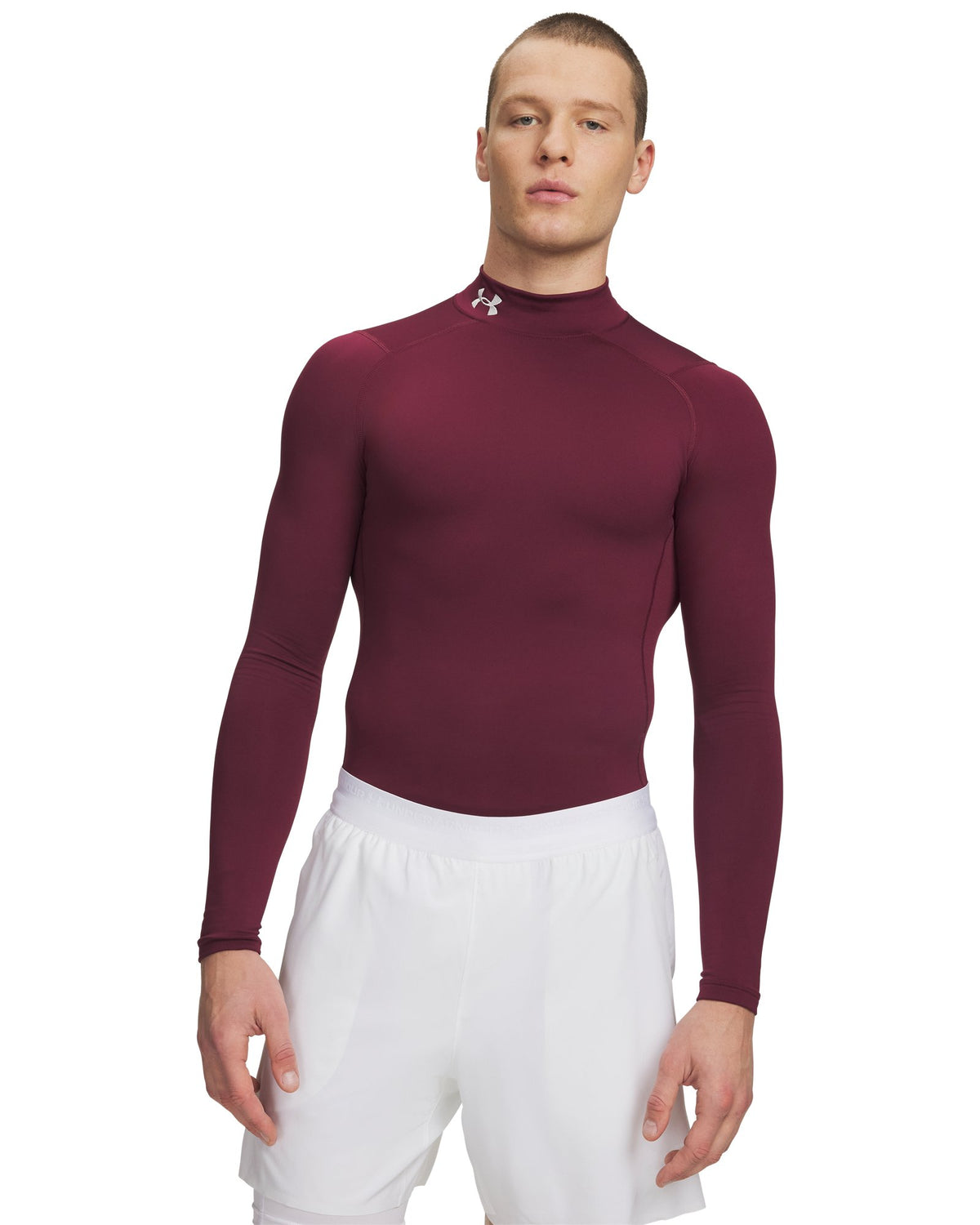 ColdGear® Men's Compression Mock Long Sleeve - Red