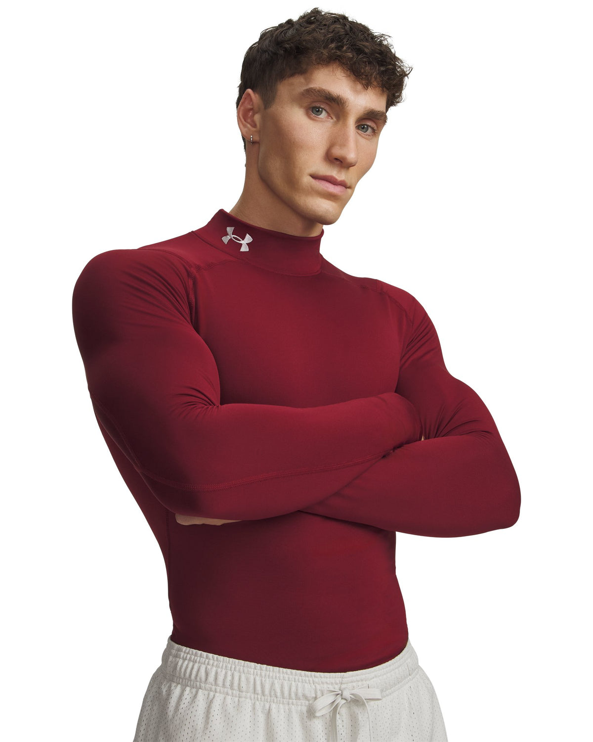 ColdGear® Men's Compression Mock Long Sleeve - Red