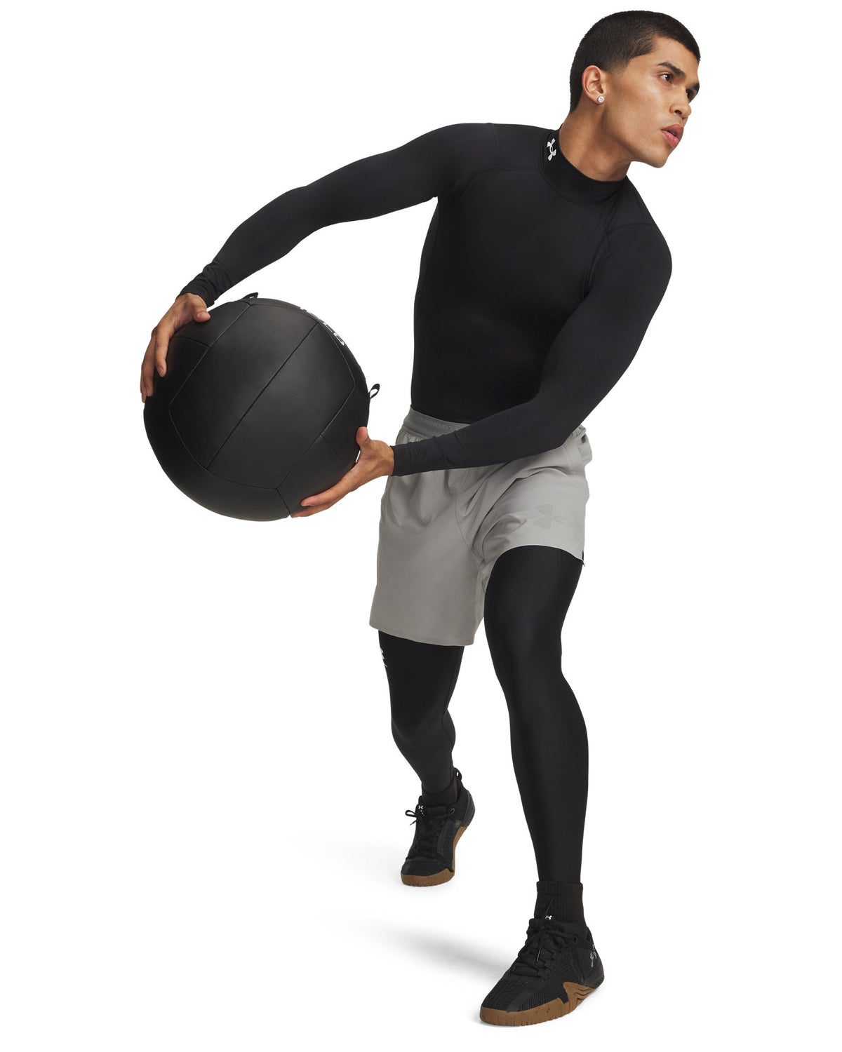 HeatGear® Men's Compression Mock Long Sleeve - Black