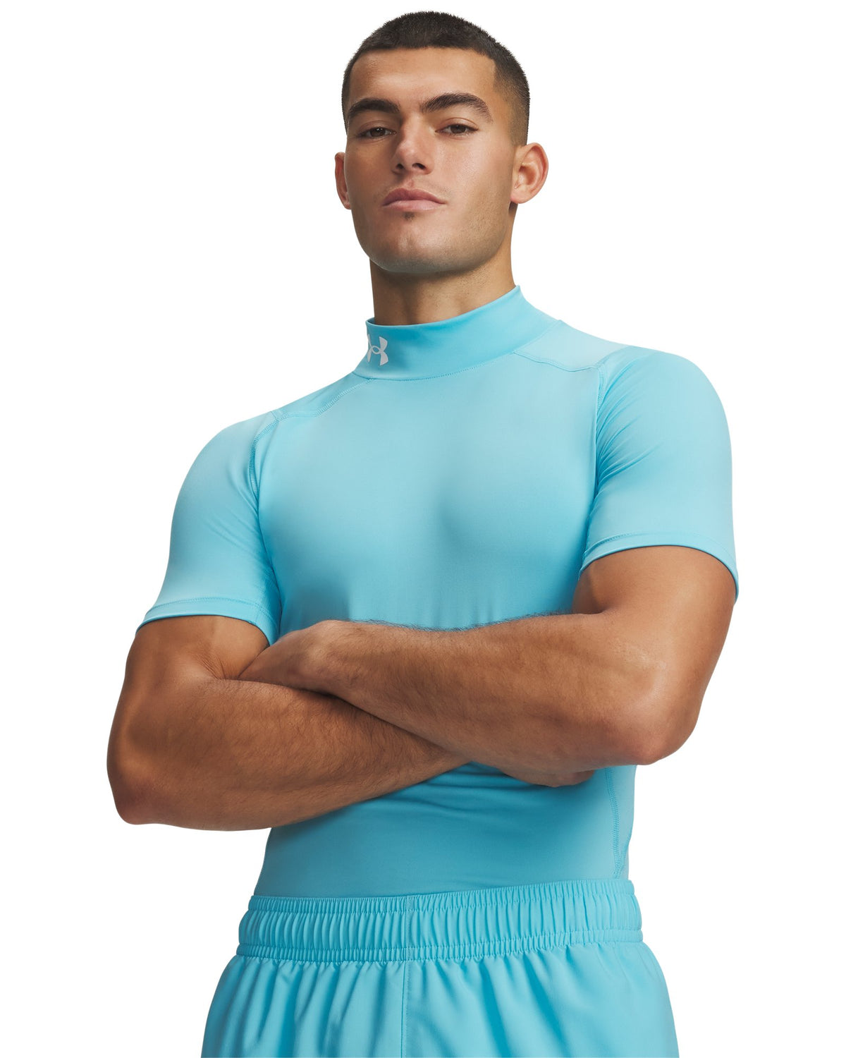 HeatGear® Compression Men's Mock Short Sleeve - Blue