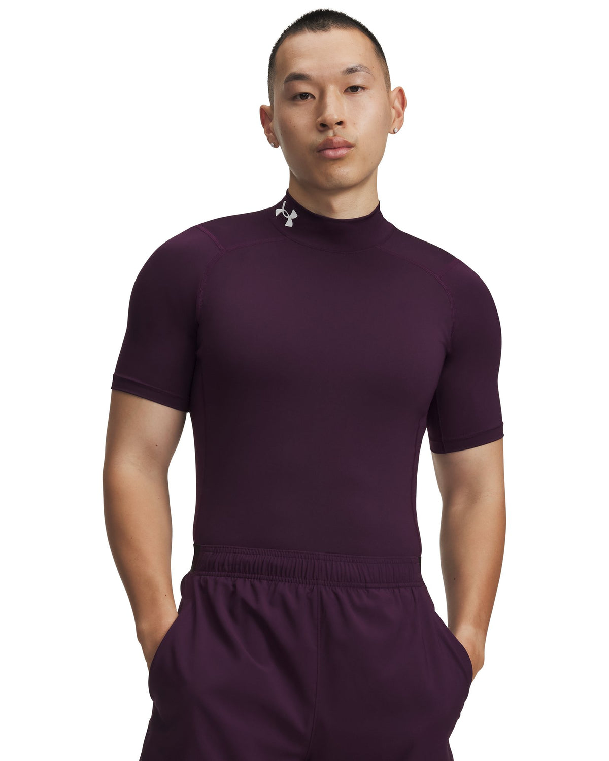 HeatGear® Compression Men's Mock Short Sleeve - Purple