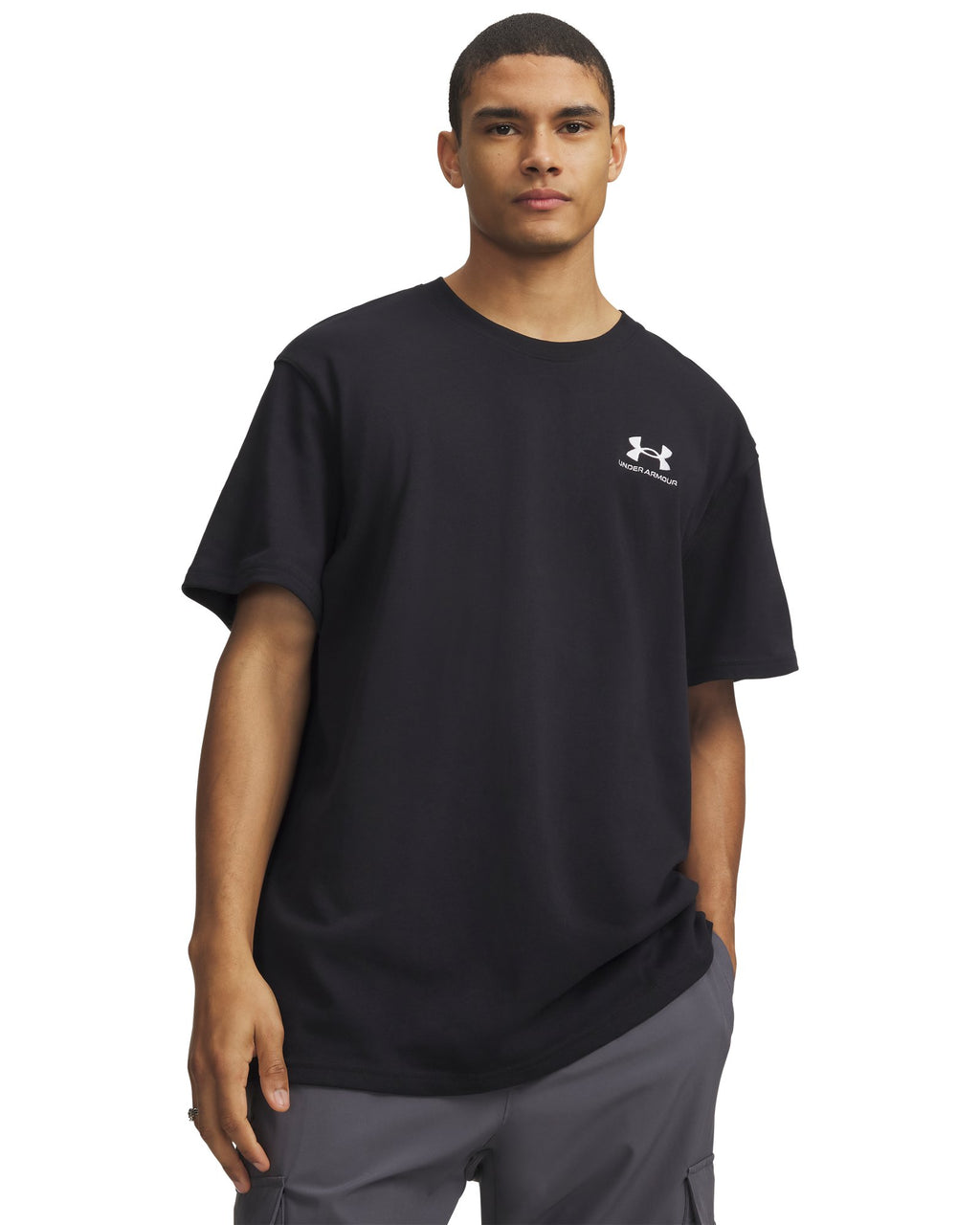 Men's UA Logo Embroidered Heavyweight Short Sleeve Men's Short Sleeve - Black