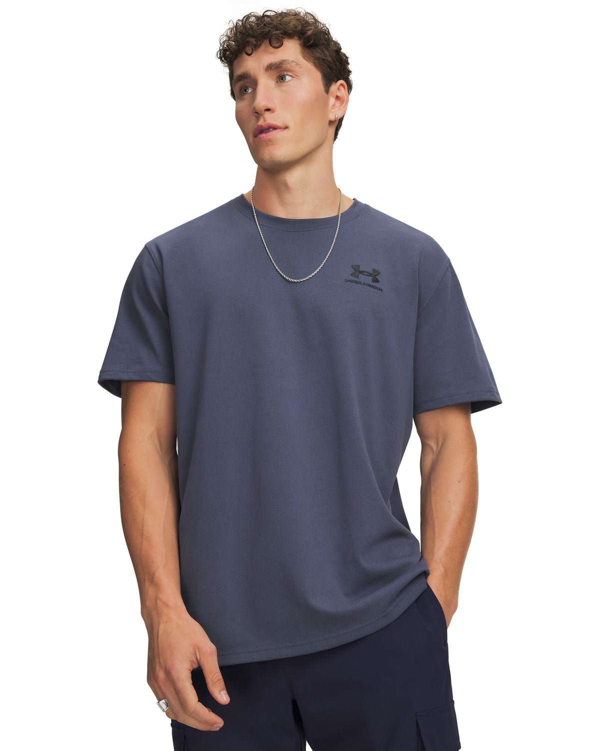 Men's UA Logo Embroidered Heavyweight Short Sleeve Men's Short Sleeve - Gray