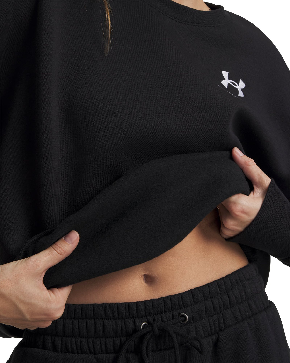 UA Icon Fleece Women's Oversized Crew - Black