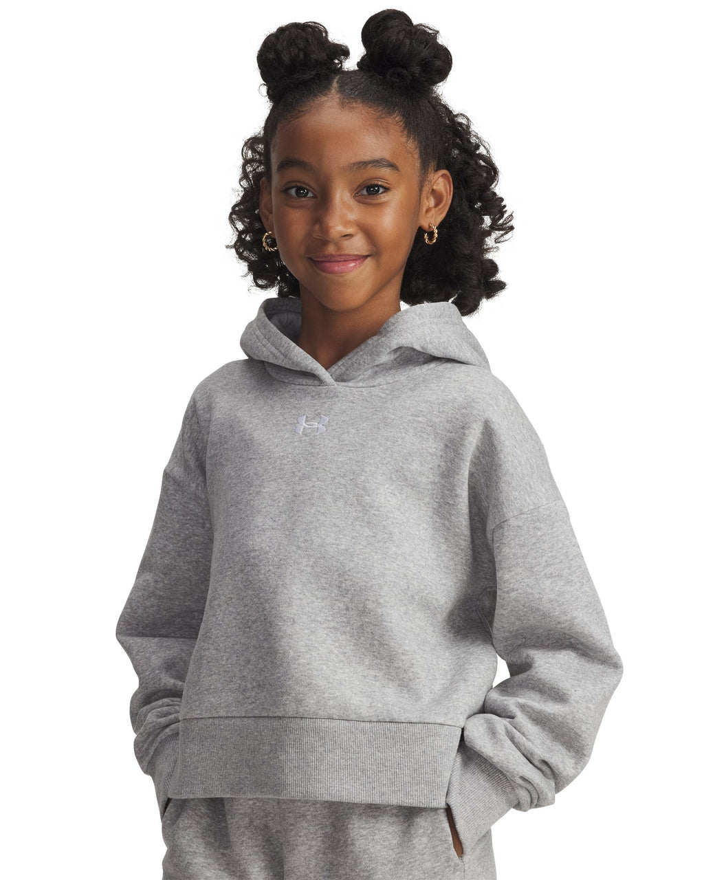 UA Rival Fleece Girls' Crop Hoodie - Gray