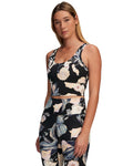 UA Meridian Fitted Printed Women's Crop Tank - Black