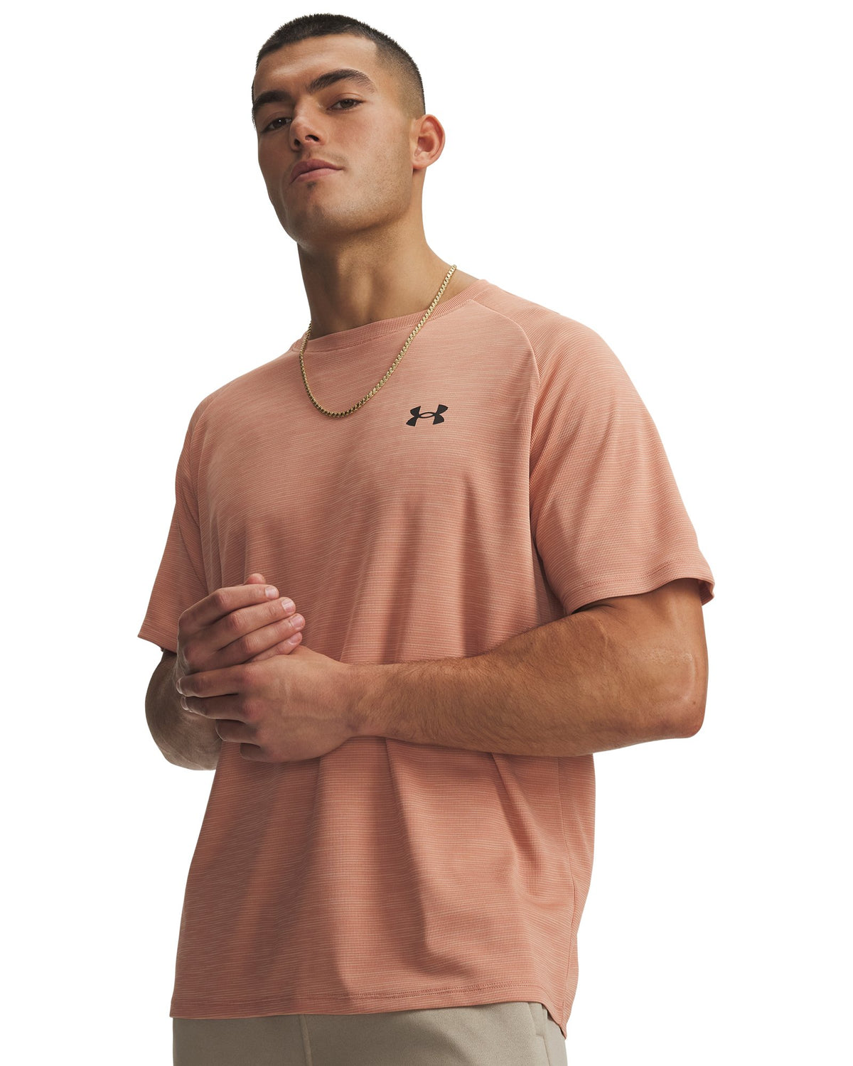 UA Tech™ Textured Men's Short Sleeve - Pink