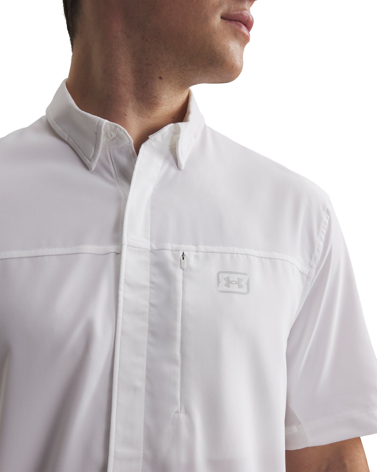 UA Fish Pro Hybrid Woven Men's Short Sleeve - White