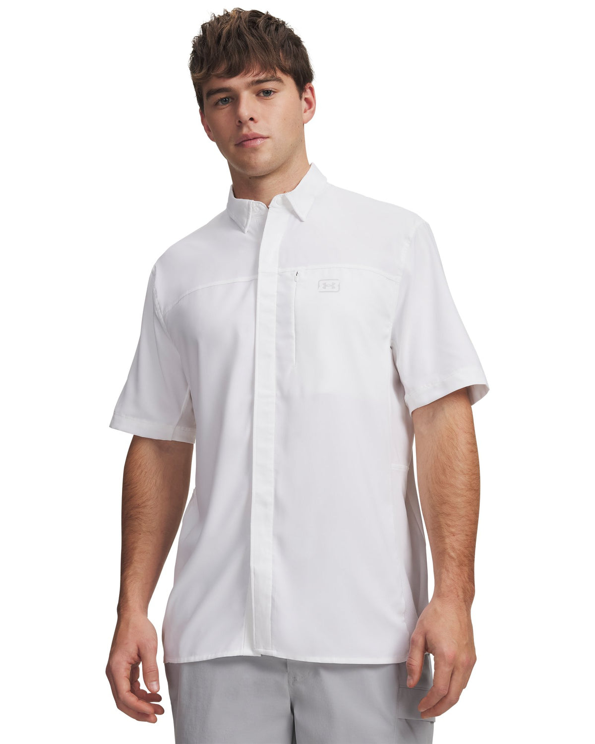 UA Fish Pro Hybrid Woven Men's Short Sleeve - White