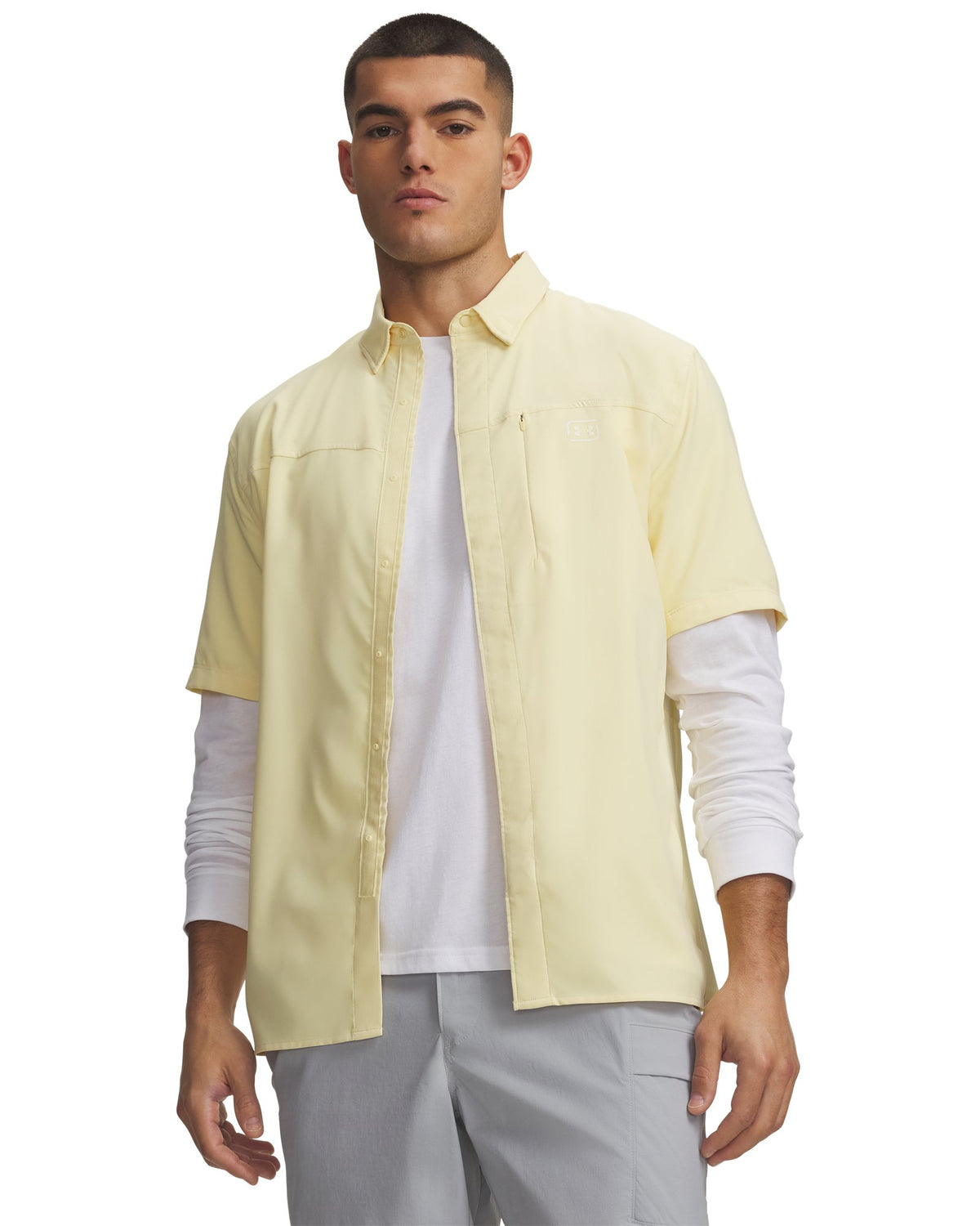 UA Fish Pro Hybrid Woven Men's Short Sleeve - Yellow