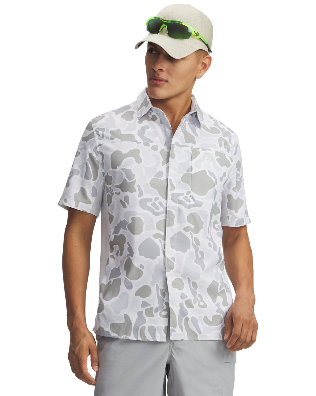 UA Fish Pro Hybrid Printed Men's Short Sleeve - White