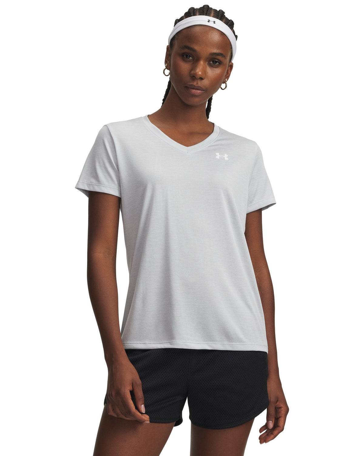 UA Tech™ Twist Women's V-Neck Short Sleeve - Gray
