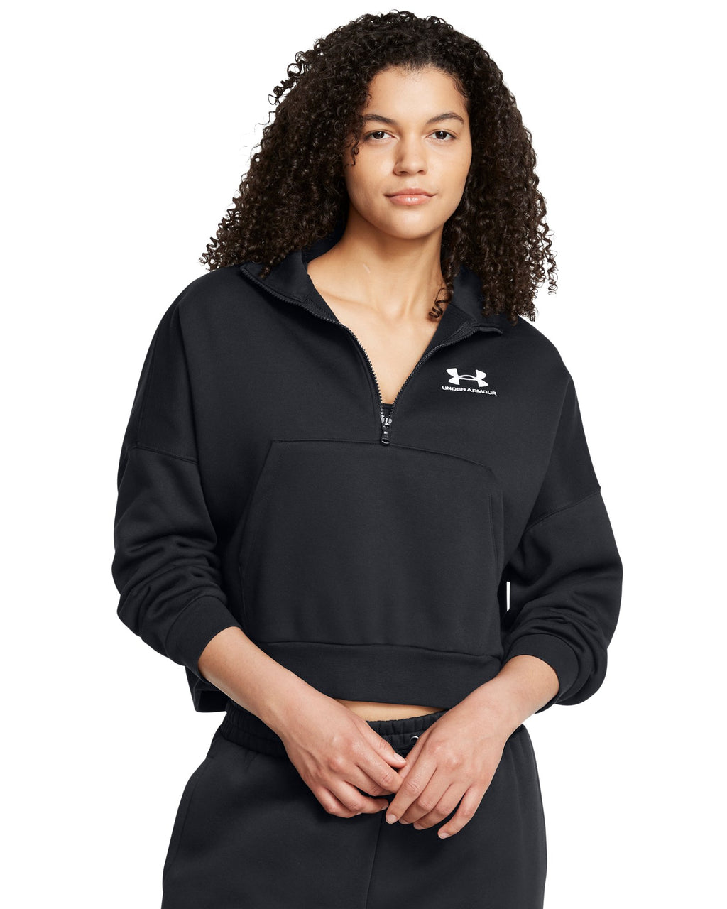 UA Icon Fleece Women's Oversized ½ Zip - Black