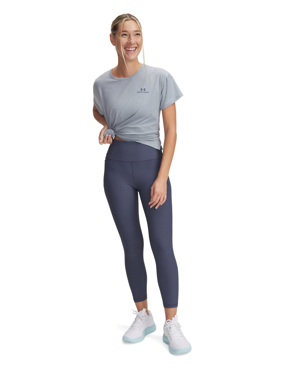 UA Meridian Rib Women's Ankle Leggings - Gray