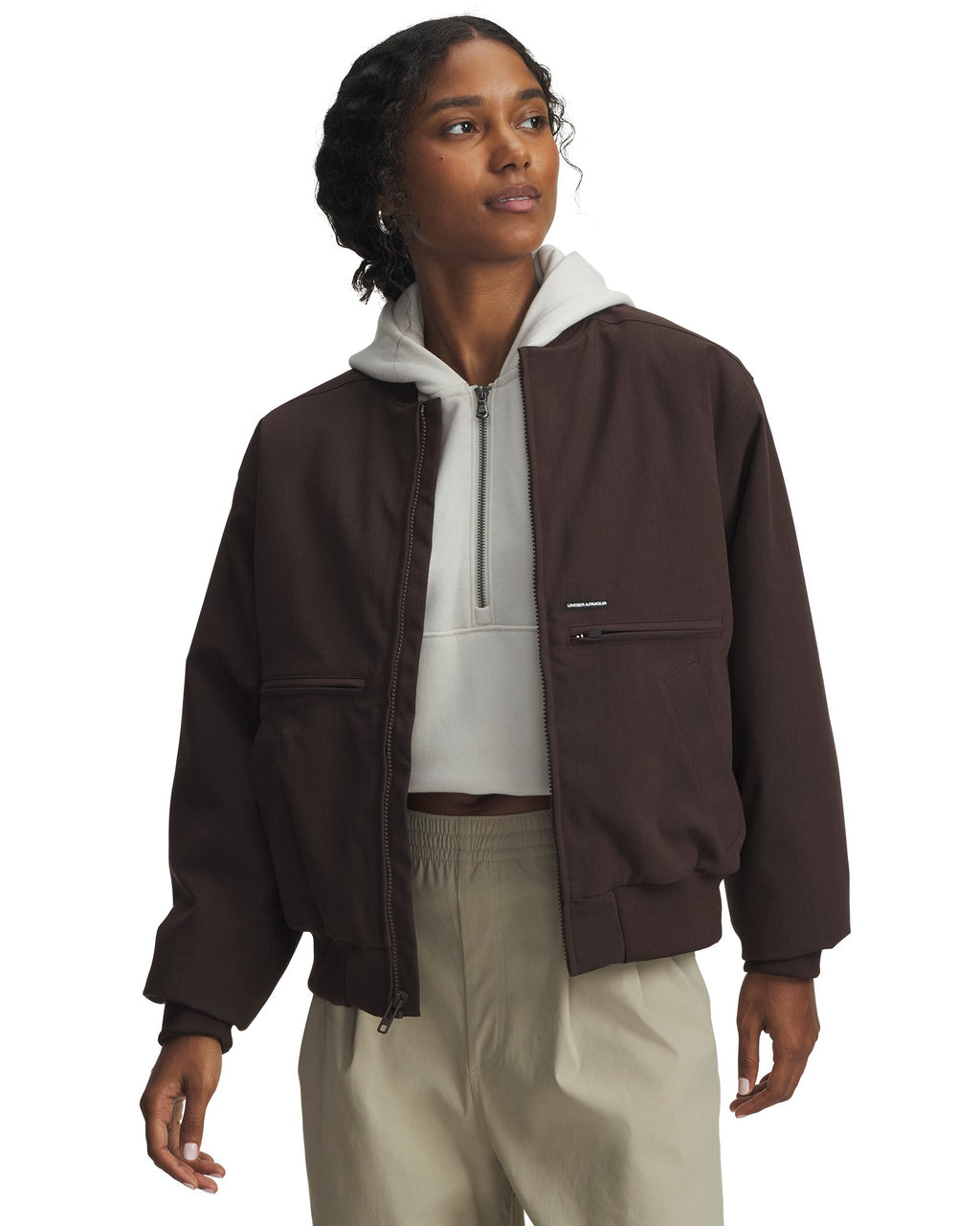 UA Expanse Fleece-Lined Women's Bomber Jacket - White