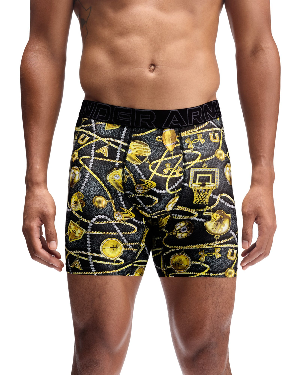 UA Performance Tech Mesh Graphic Men's 6" Boxerjock® - Black