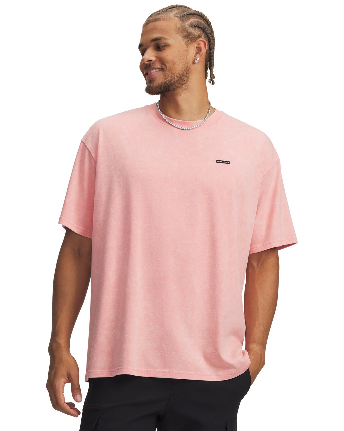 UA Heavyweight Logo Wash Men's Oversized Short Sleeve - Pink