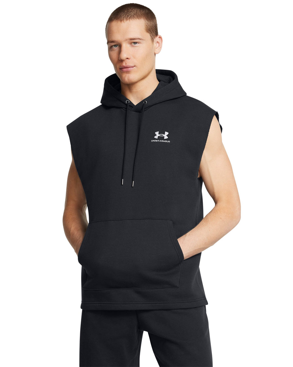 UA Icon Fleece Men's Sleeveless Hoodie - Black