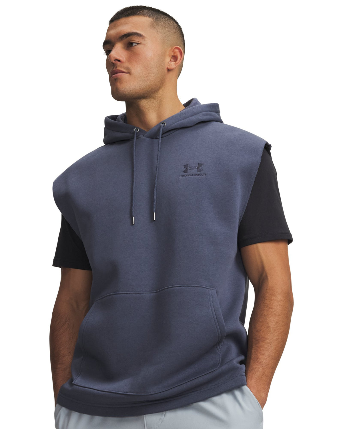 UA Icon Fleece Men's Sleeveless Hoodie - Gray