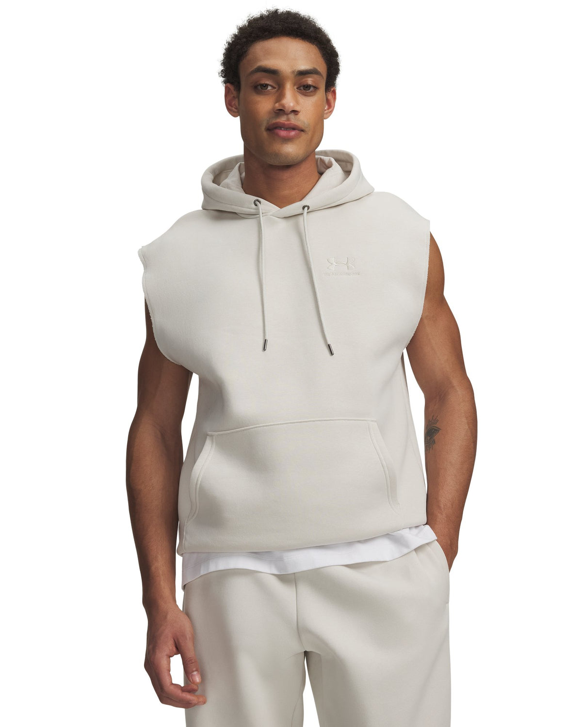 UA Icon Fleece Men's Sleeveless Hoodie - White