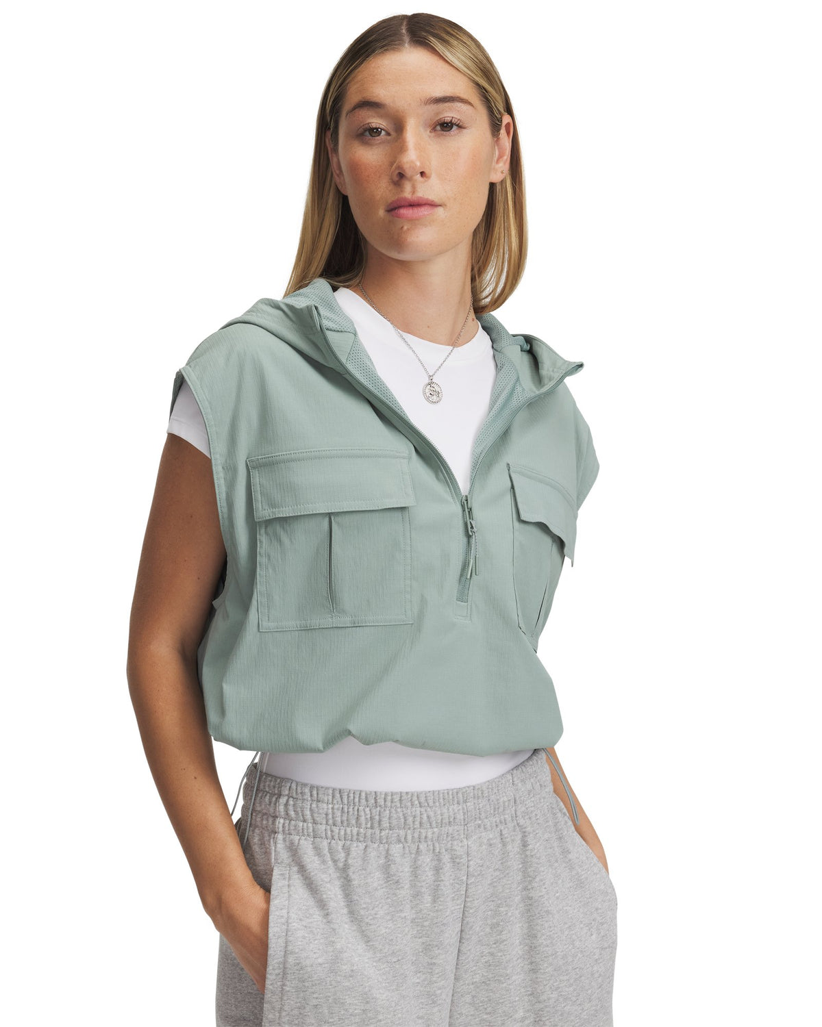 UA Unstoppable Utility Women's Sleeveless Hoodie - Green