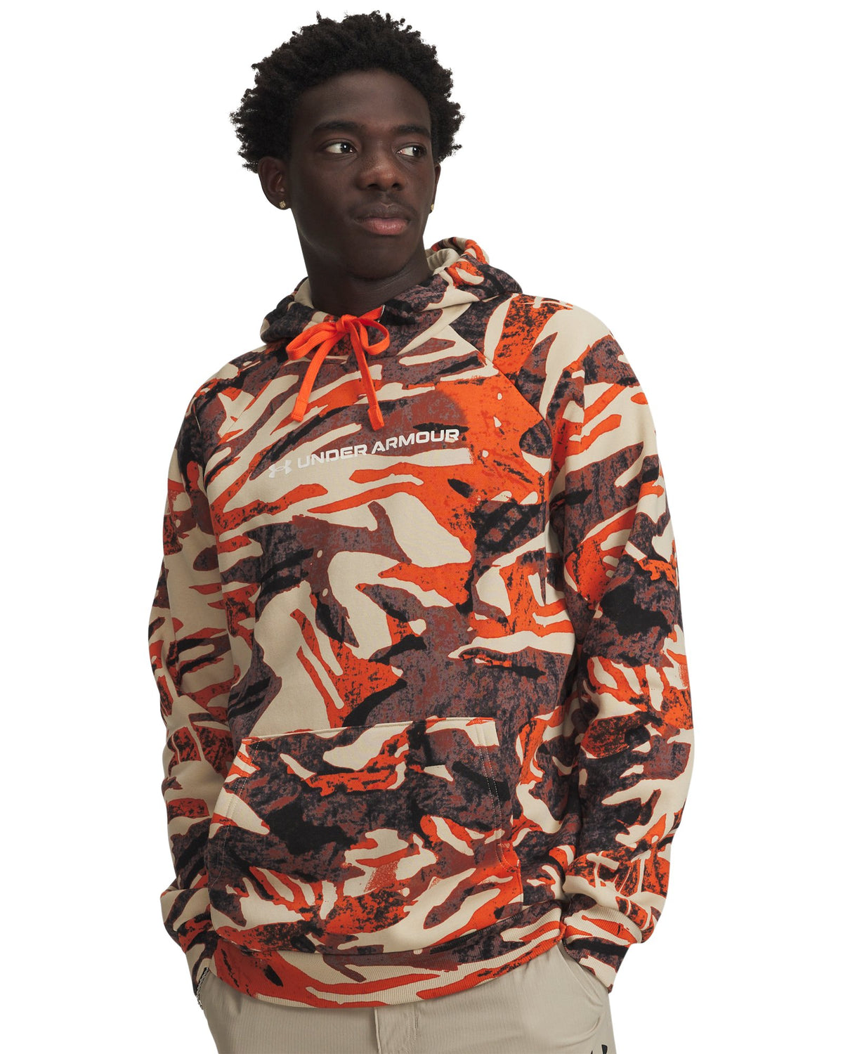 UA Rival Fleece Printed Men's Hoodie - Orange