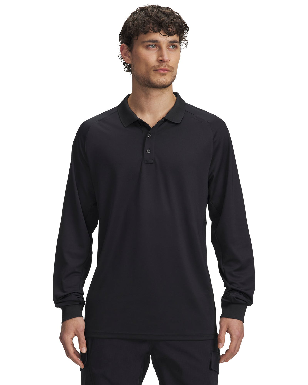 UA Tactical Performance Men's Long Sleeve Polo - Black