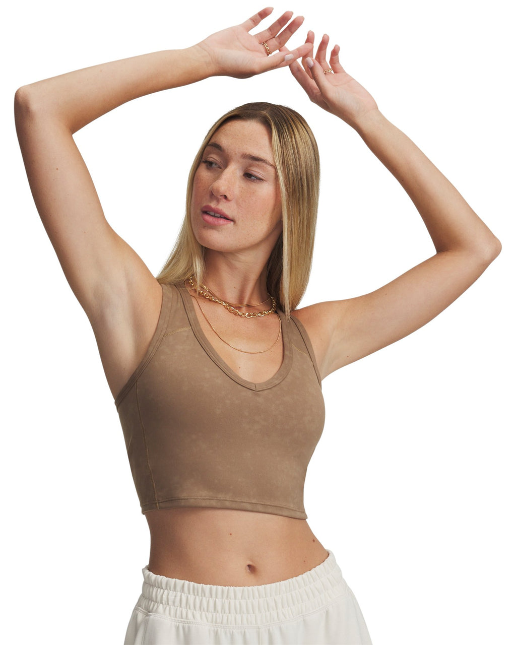 UA Meridian Suede Effect Women's Sports Bra - Brown