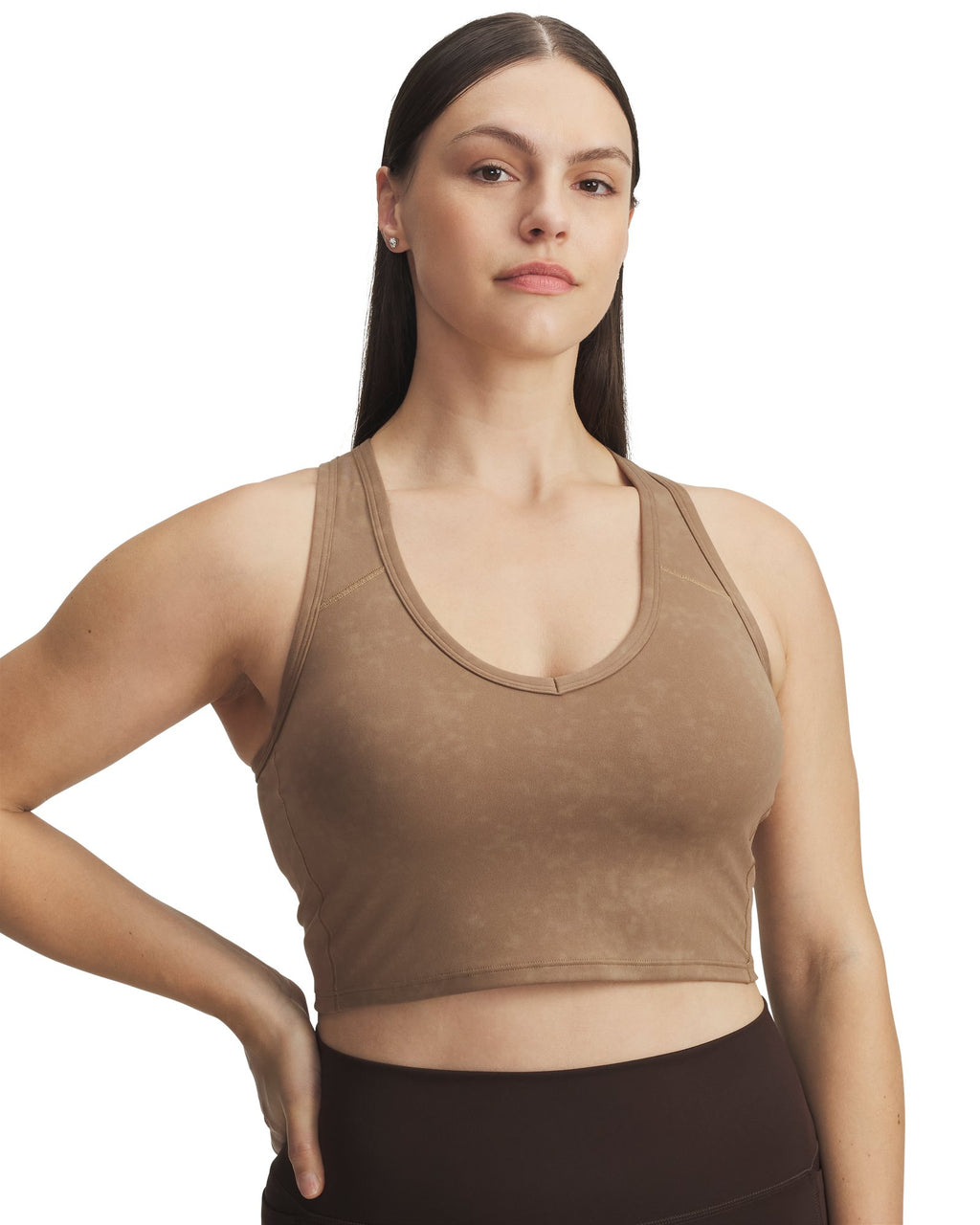 UA Meridian Suede Effect Women's Sports Bra - Brown