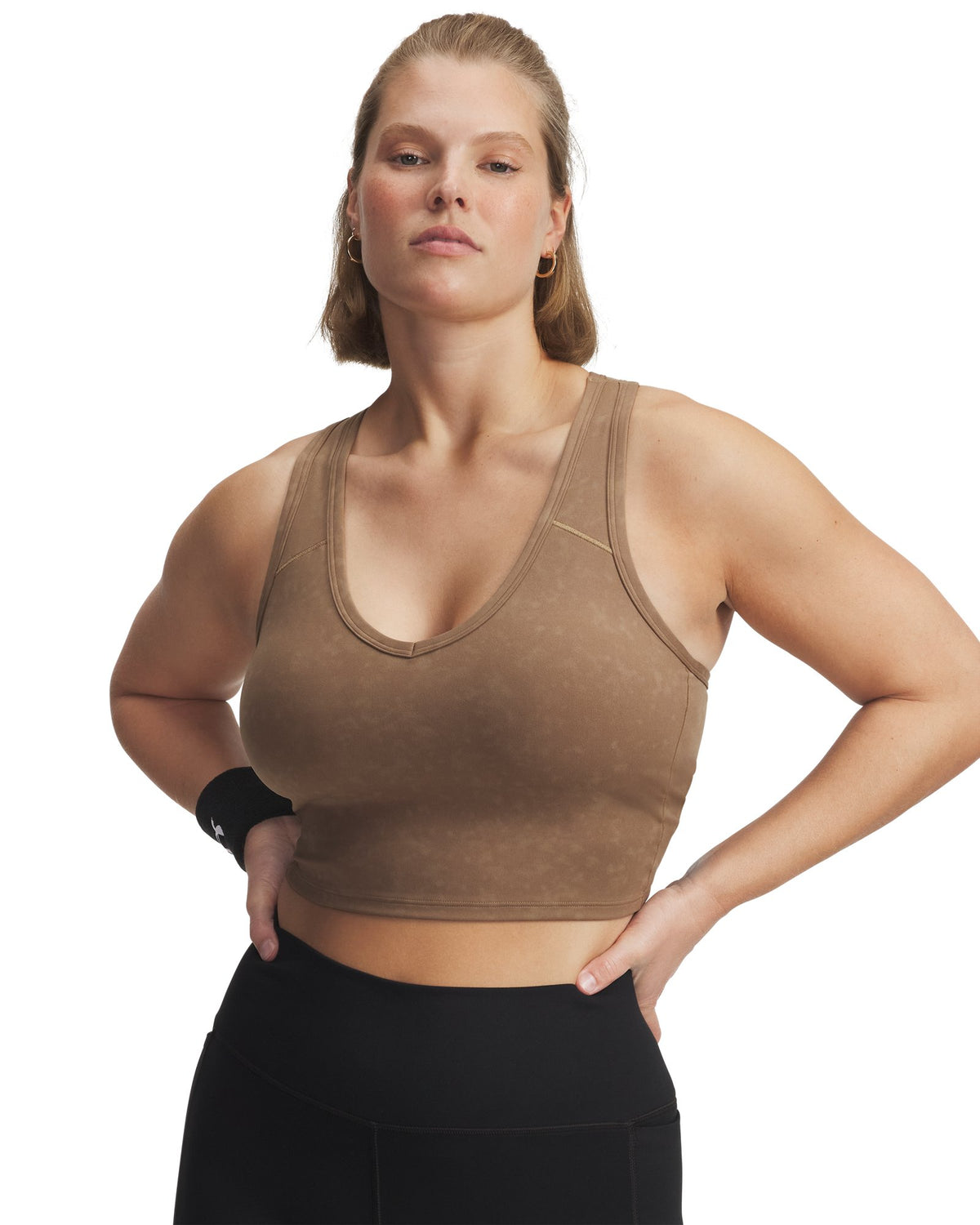 UA Meridian Suede Effect Women's Sports Bra - Brown