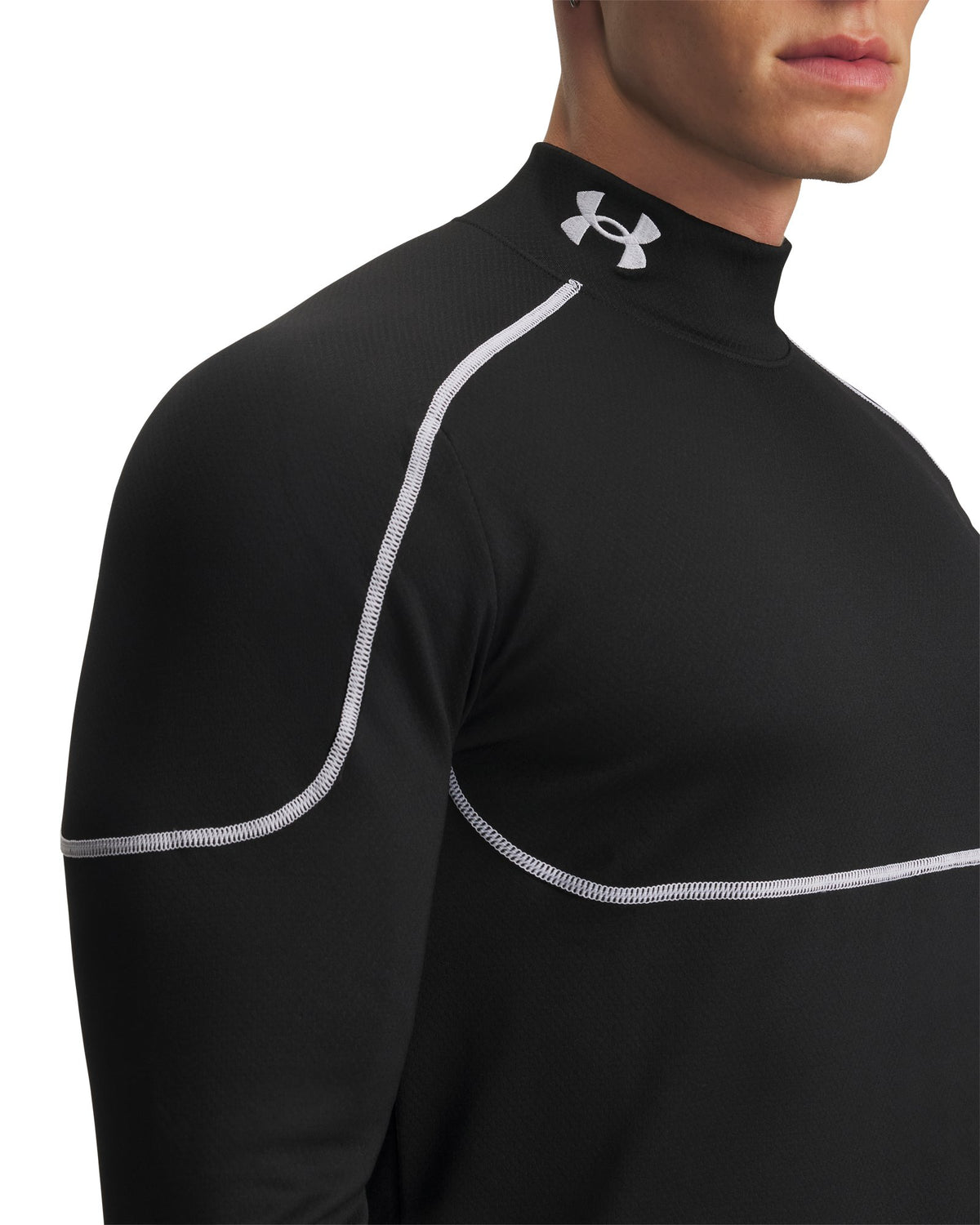UA Cold Weather Grid Men's Long Sleeve Mock - Black