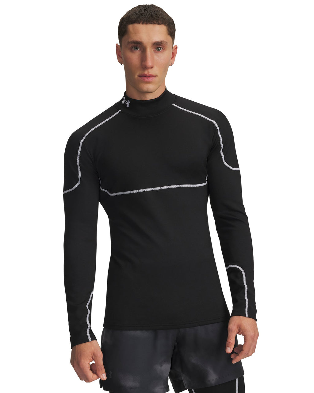 UA Cold Weather Grid Men's Long Sleeve Mock - Black