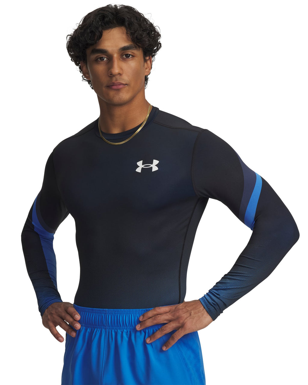 HeatGear® Sublimated Crew Men's Long Sleeve - Blue