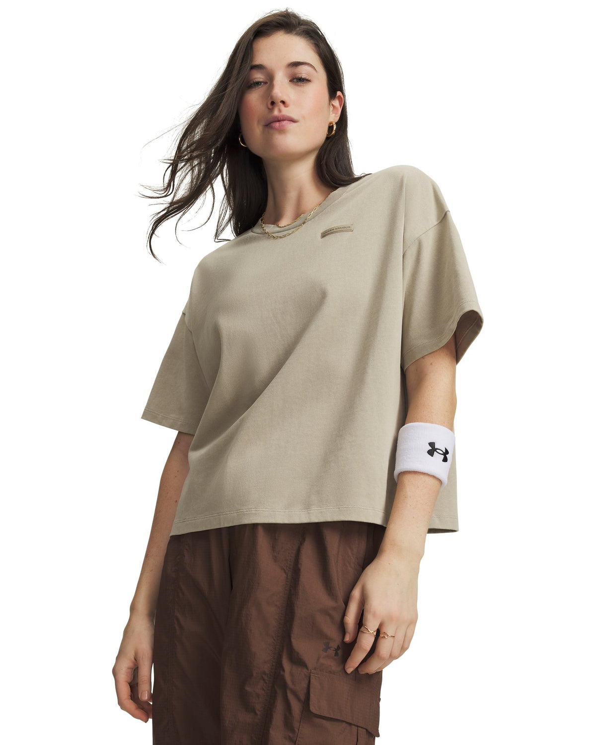 UA Boxy Wash Heavyweight Women's Short Sleeve - Brown