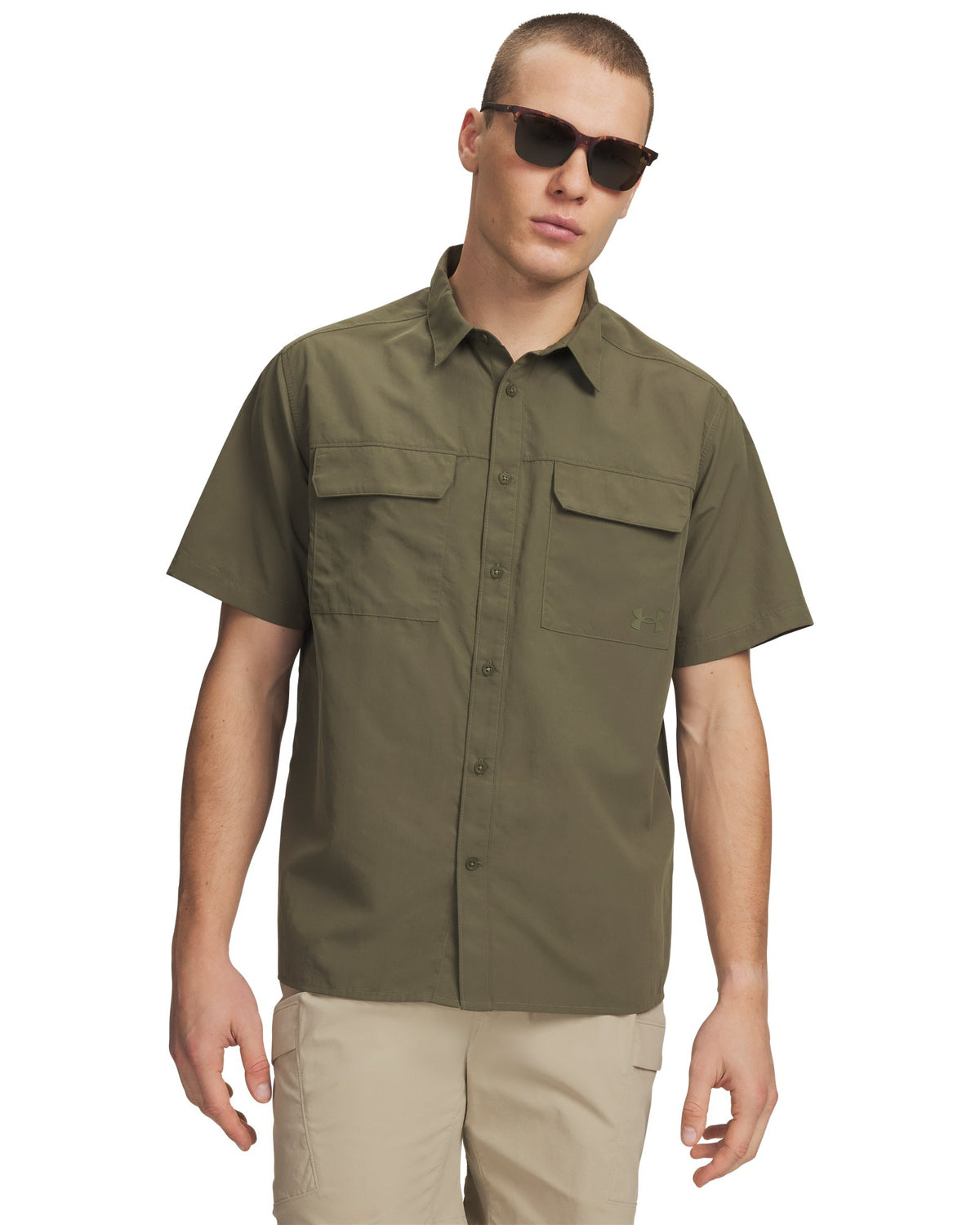 UA Explor Woven Solid Men's Short Sleeve - Green