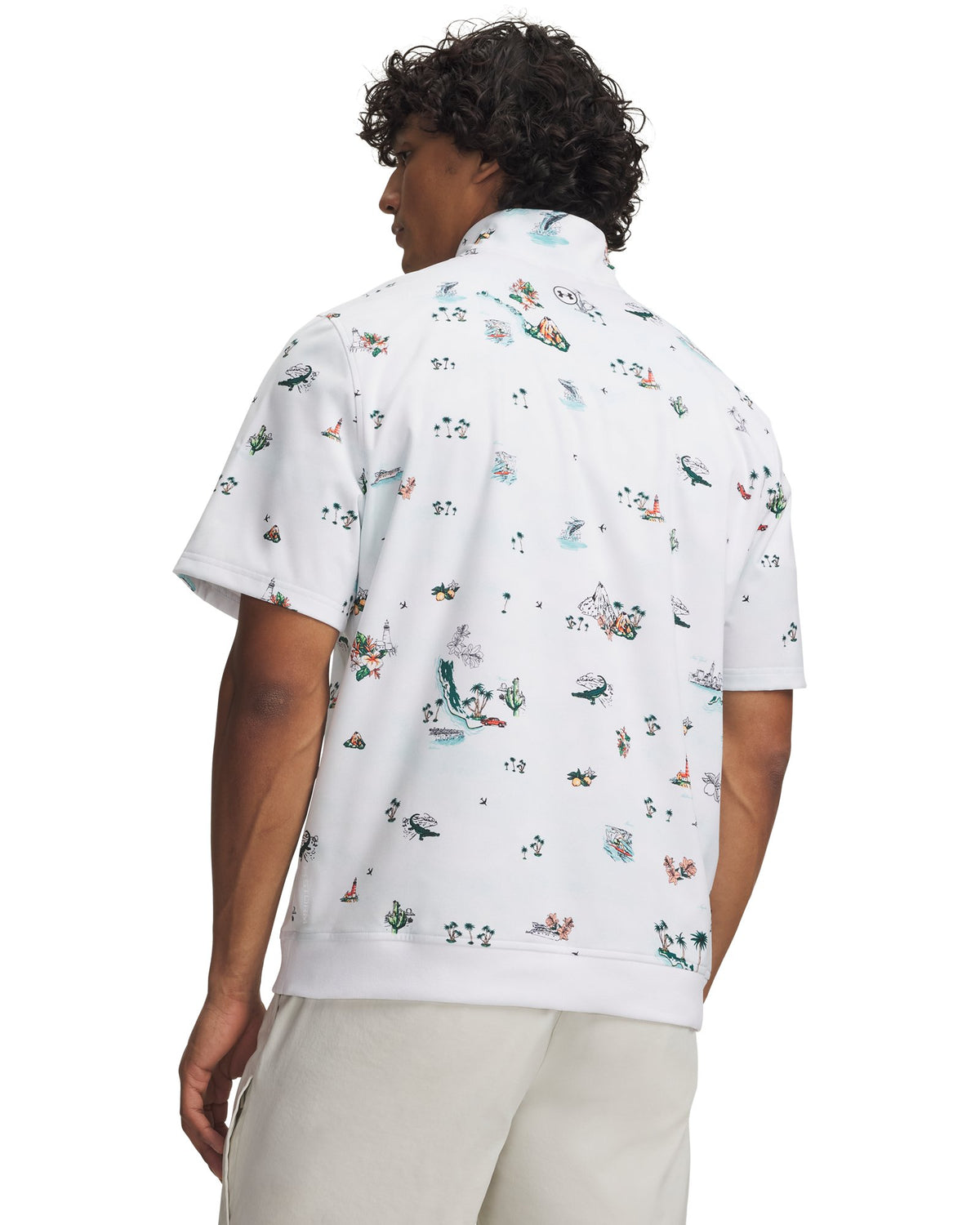 UA Drive Wind Golf Trip Men's Short Sleeve ½ Zip - White