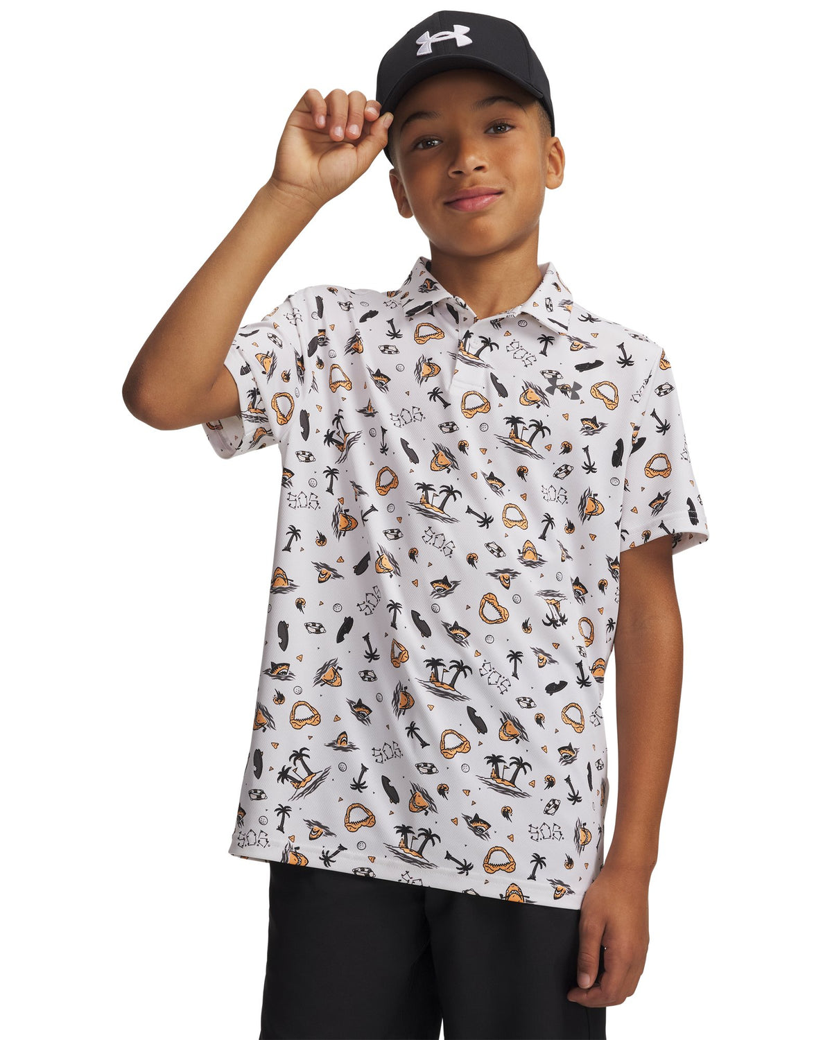 UA Matchplay Printed Boys' Polo - White